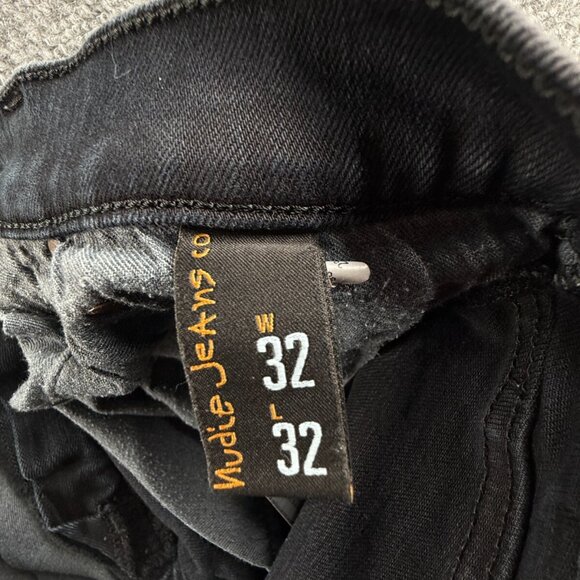 Nudie Jeans Tube Kelly Black Black Cotton Stretch Denim Jeans Adult ACTL 32X32 - Picture 16 of 16